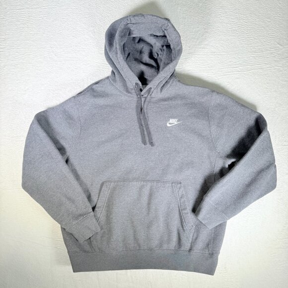 Nike Mens M Club Fleece Pullover Hoodie Gray Sweatshirt Activewear Essentials - Picture 1 of 7